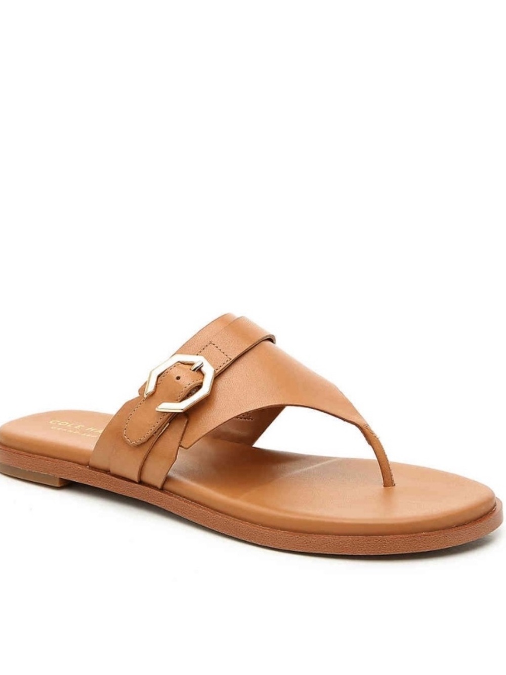 Cole Haan Felicity Leather Thong Sandal Womens 9 1/2 B Gold Buckle Summer